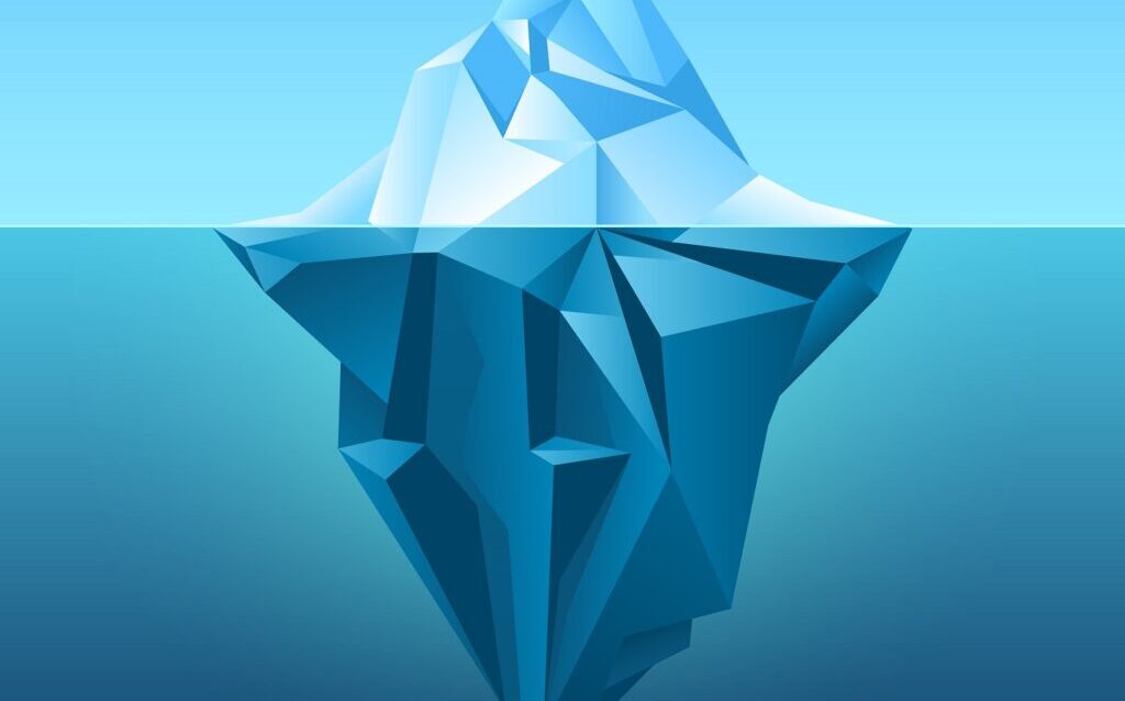 Iceberg in blue ocean vector background