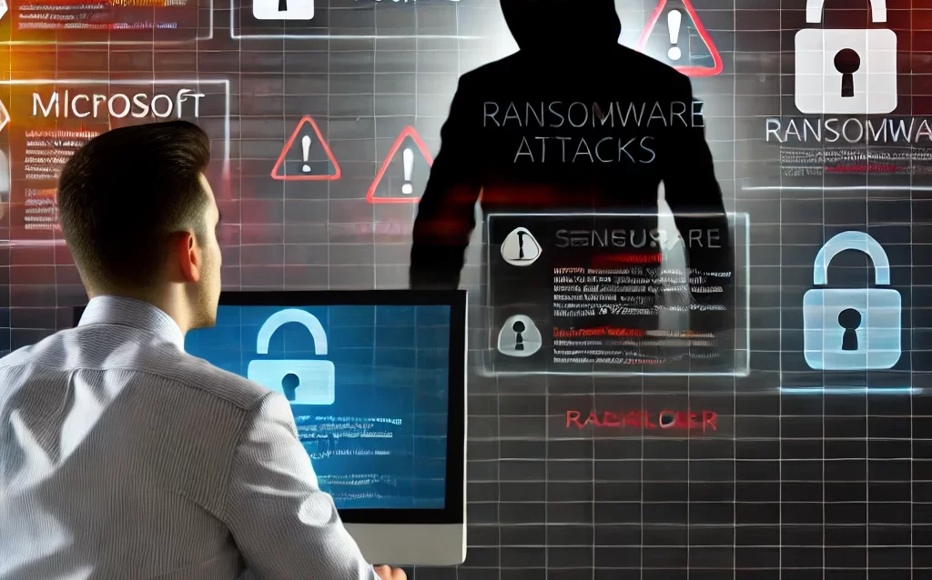 DALL·E-2024-11-06-10.30.06-A-digital-artwork-depicting-the-theme-of-cybersecurity-and-ransomware-attacks.-The-image-should-show-a-shadowy-figure-representing-cybercriminals-stan