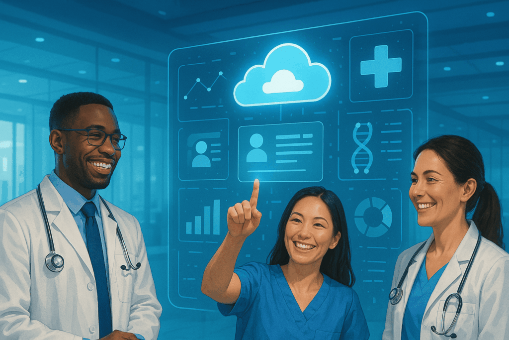 Healthcare Professionals accessing patient data via cloud based systems