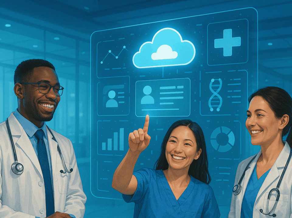Healthcare Professionals accessing patient data via cloud based systems