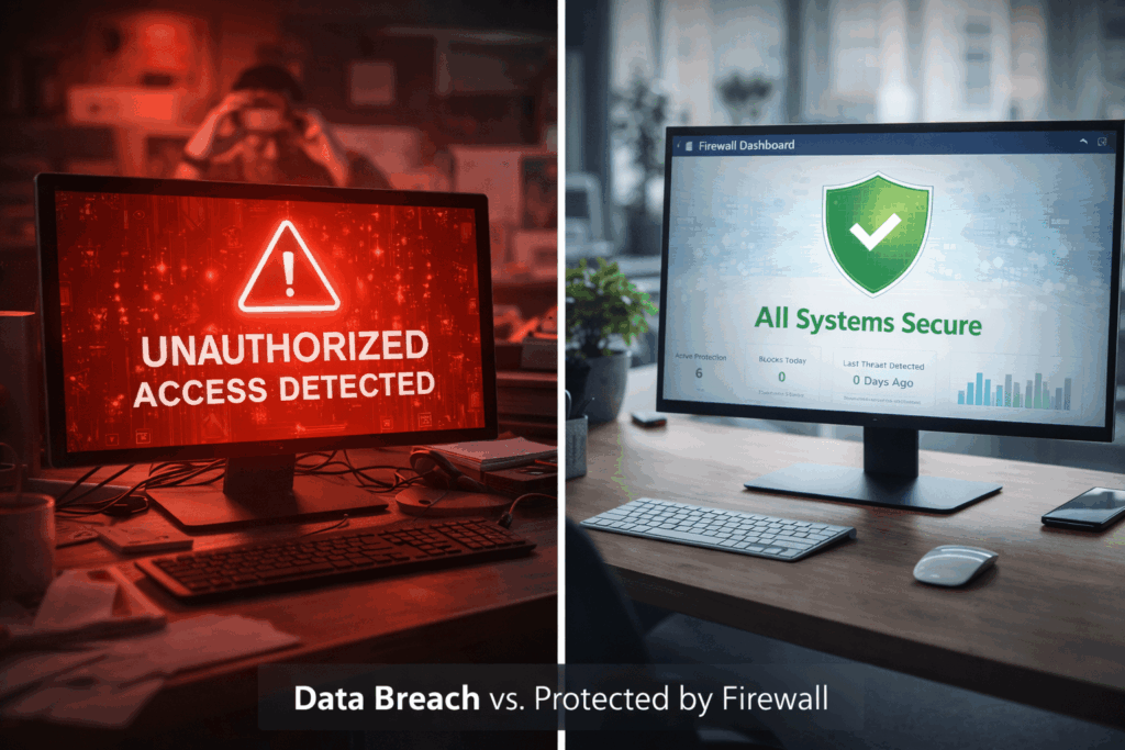 Data Breach vs Protected by Firewall