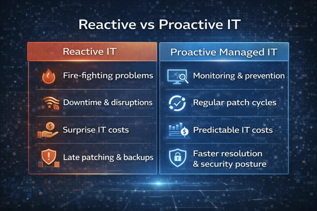 Reactive vs proactive IT comparison