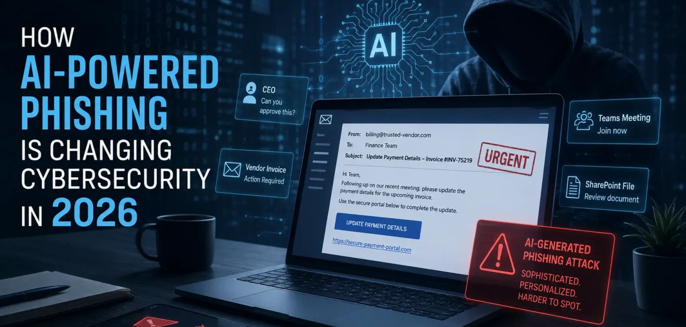 AI-powered phishing email and cybersecurity warning