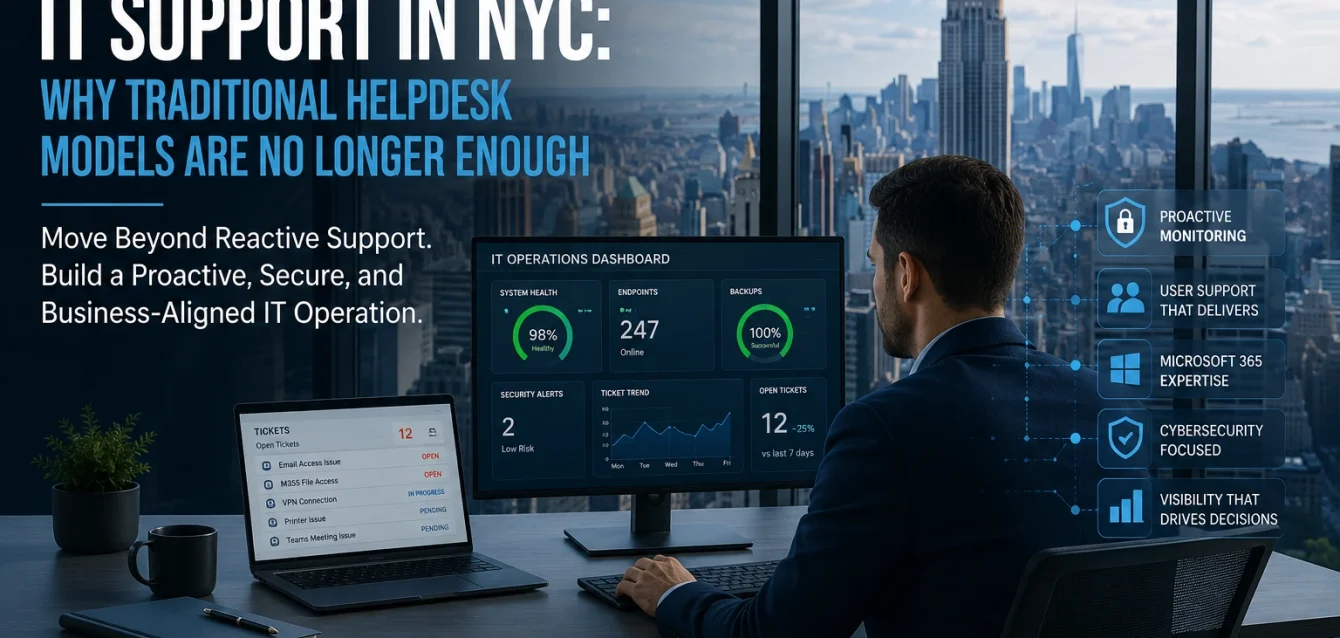 IT support dashboard overlooking New York City